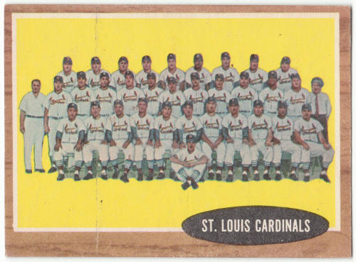 1962 Topps St Louis Cardinals Team Card #61