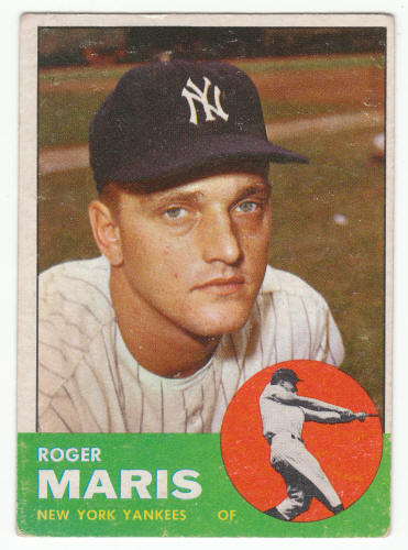 1963 Topps Roger Maris Baseball Card For Sale New York Yankees