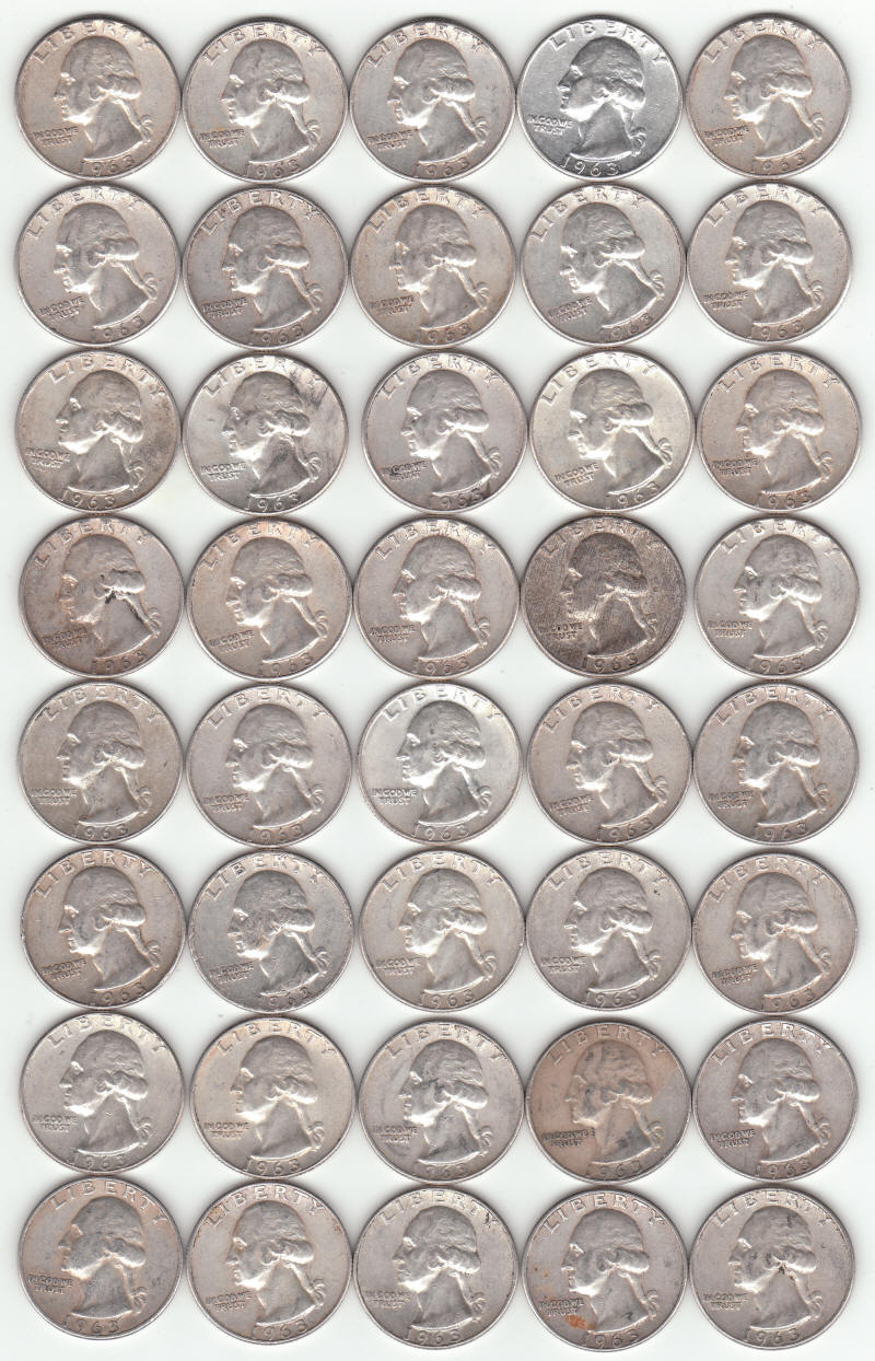 1963 United States Silver Washington Quarters obverse