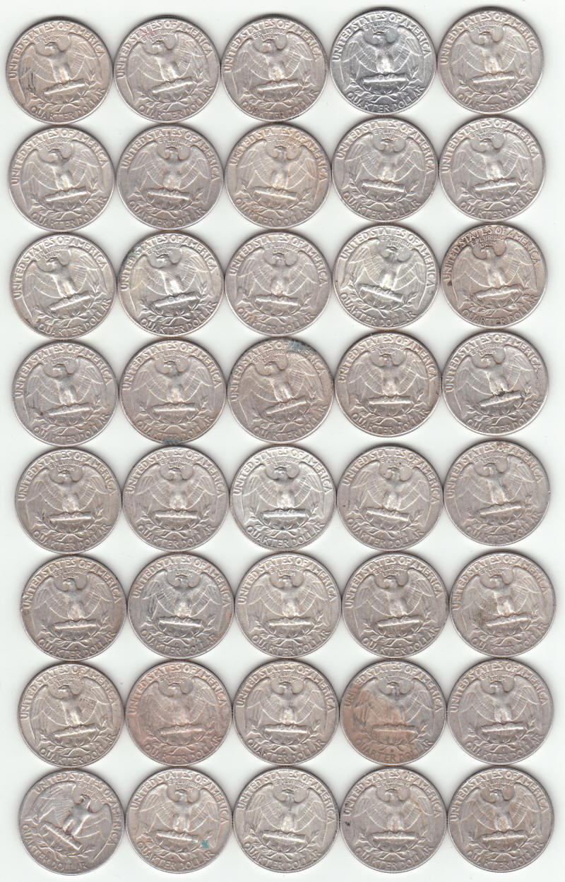 1963 United States Silver Washington Quarters reverse