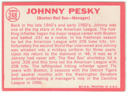 1964 Topps Baseball #248 Johnny Pesky