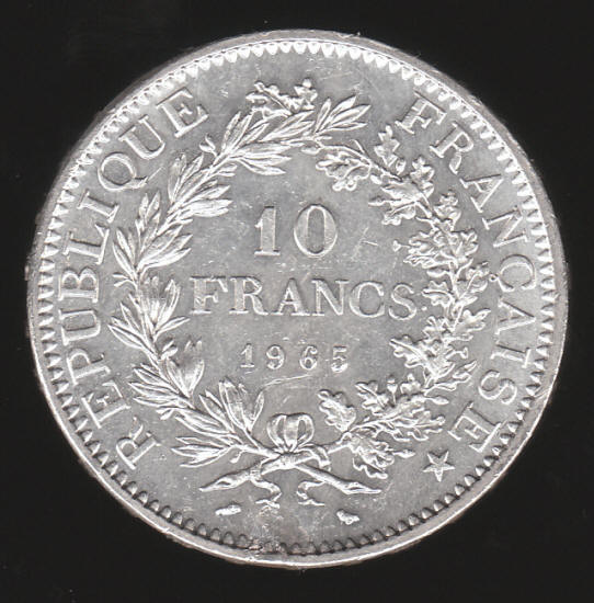 1965 France 10 Franc Silver Coin Reverse