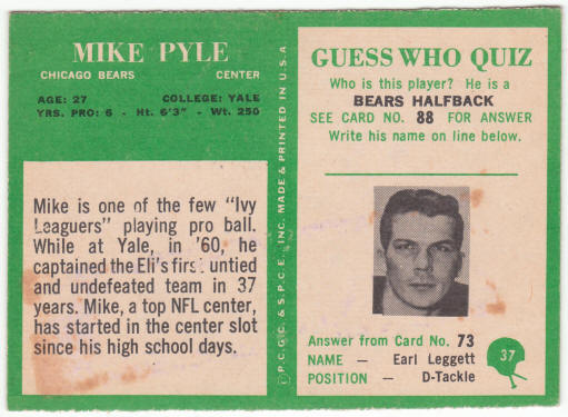 1966 Philadelphia Gum Football #37 Mike Pyle