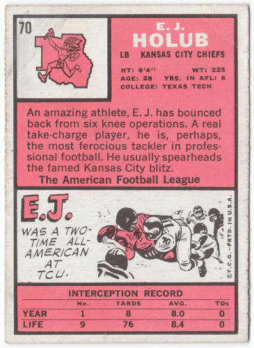 1966 Topps Football #70 E J Holub