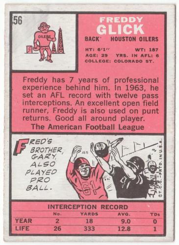 1966 Topps Football #56 Freddy Glick