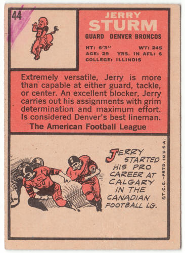 1966 Topps Football #44 Jerry Sturm