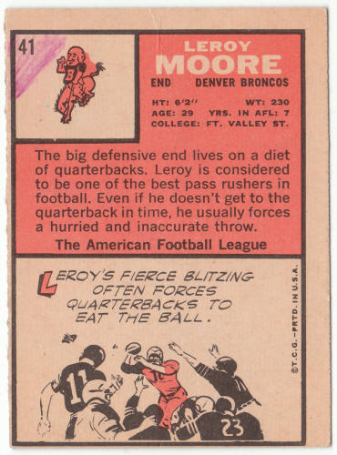 1966 Topps Football #41 Leroy Moore Rookie Card