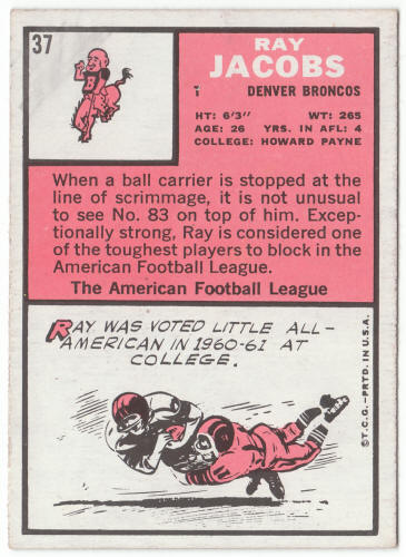 1966 Topps Football #37 Ray Jacobs