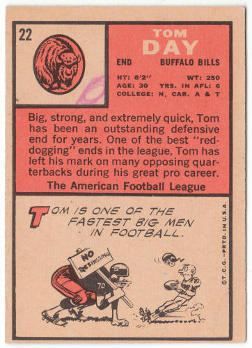 1966 Topps Football #22 Tom Day