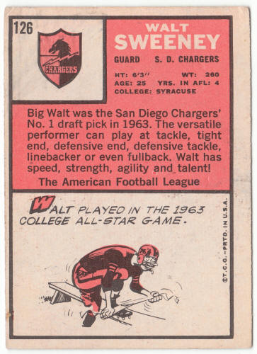 1966 Topps Football #126 Walt Sweeney