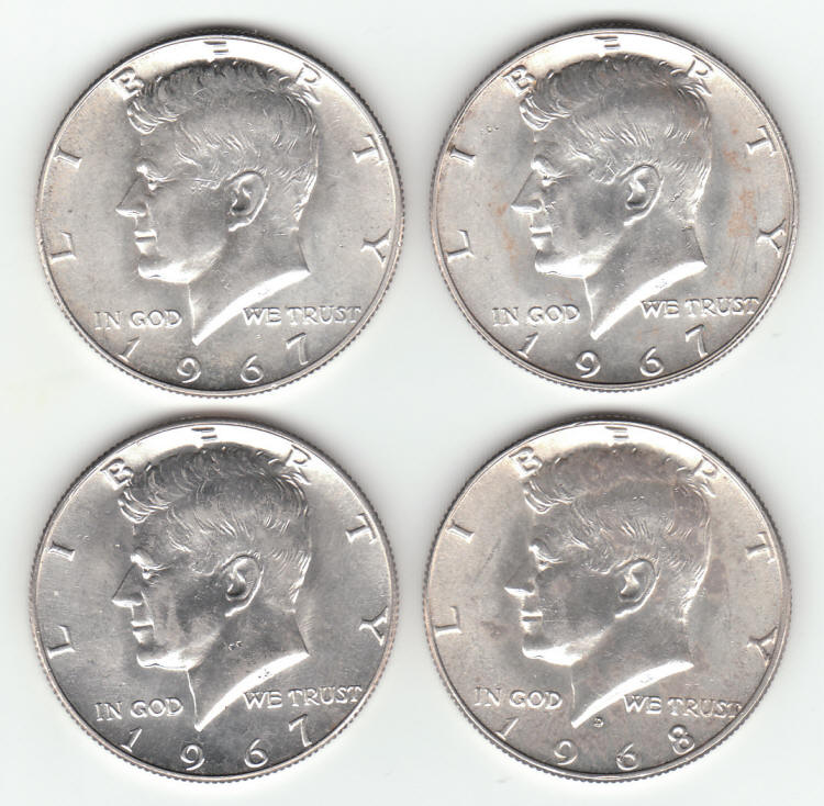 1967-68 Kennedy US Silver Half Dollars obverse