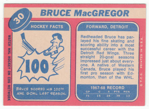1968-69 Topps Bruce MacGregor #30 back