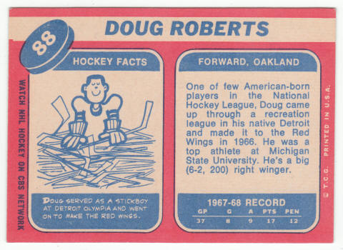 1968-69 Topps Doug Roberts #88 back