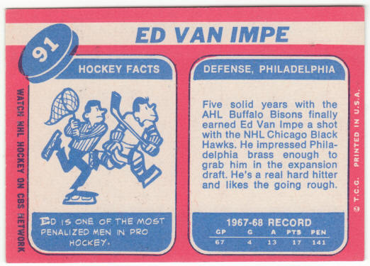 1968-69 Topps Hockey #91 Ed Van Impe