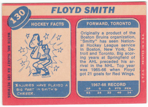 1968-69 Topps Hockey #130 Floyd Smith