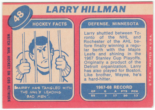 1968-69 Topps Hockey #48 Larry Hillman