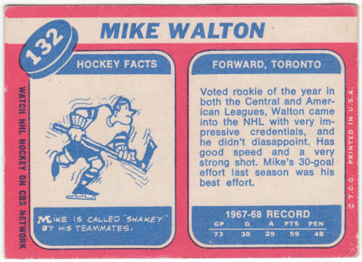 1968-69 Topps Hockey #132 Mike Walton