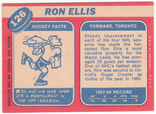 1968-69 Topps Hockey #126 Ron Ellis