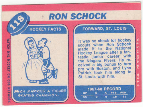 1968-69 Topps Hockey #118 Ron Schock