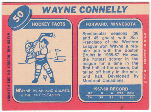 1968-69 Topps Hockey #50 Wayne Connelly