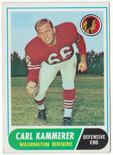 1968 Topps Football #10 Carl Kammerer Rookie Card