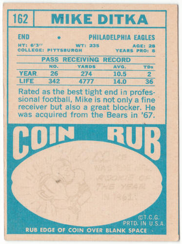 1968 Topps Football #162 Mike Ditka