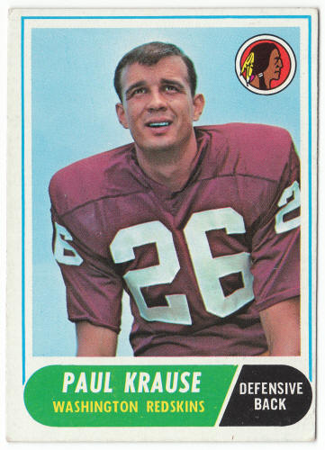 1968 Topps #166 Paul Krause front
