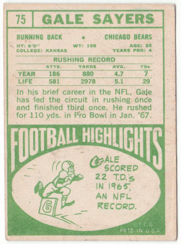 1968 Topps Football #75 Gale Sayers