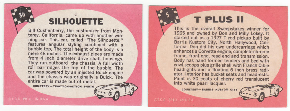 1968 Topps Hot Rods Trading Cards