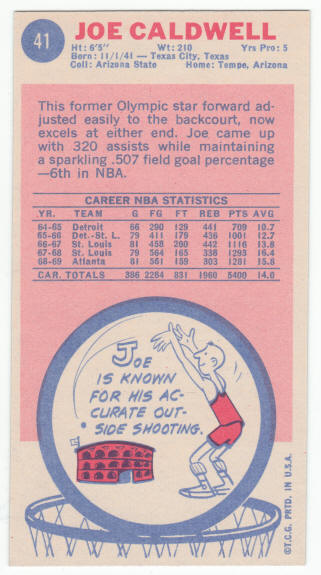 1969-70 Topps #41 Joe Caldwell Rookie Card