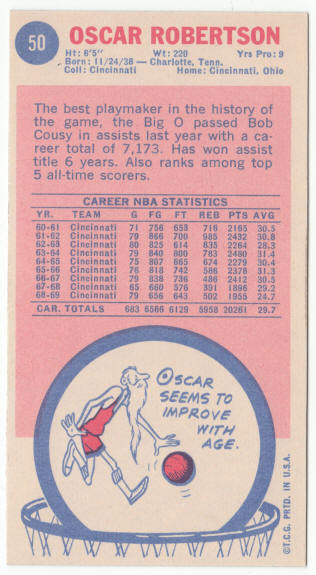 1969-70 Topps #50 Oscar Robertson back