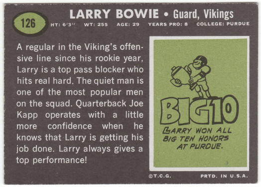 1969 Topps Football #126 Larry Bowie
