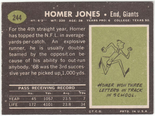 1969 Topps Football #244 Homer Jones