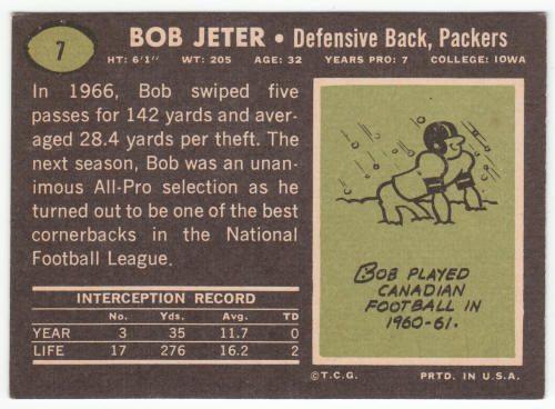 1969 Topps Football #7 Bob Jeter