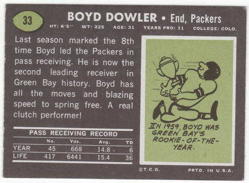 1969 Topps Football #33 Boyd Dowler back