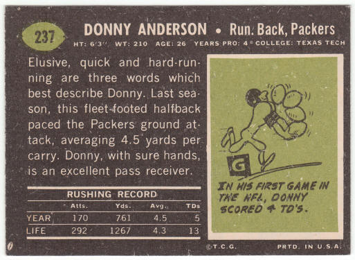 1969 Topps Football #237 Donny Anderson