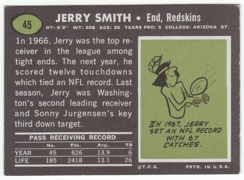 1969 Topps Football #45 Jerry Smith back
