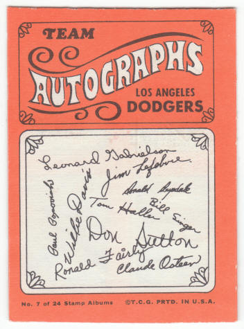 1969 Topps Stamp Album #7 Los Angeles Dodgers back