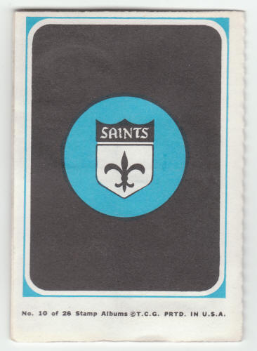 1969 Topps New Orleans Saints 4-in-1 Mini-Card Album #10 Complete back