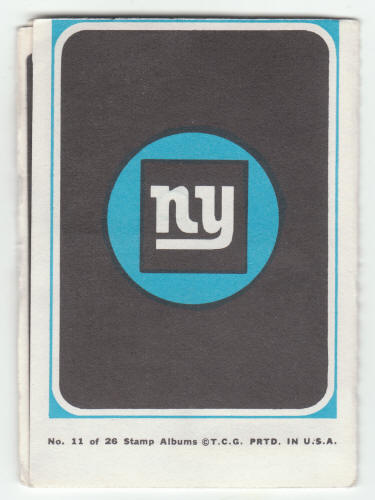 1969 Topps New York Giants 4-in-1 Mini-Card Album #11 back
