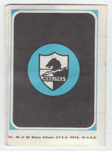 1969 Topps San Diego Chargers 4-in-1 Mini-Card Album #26 back