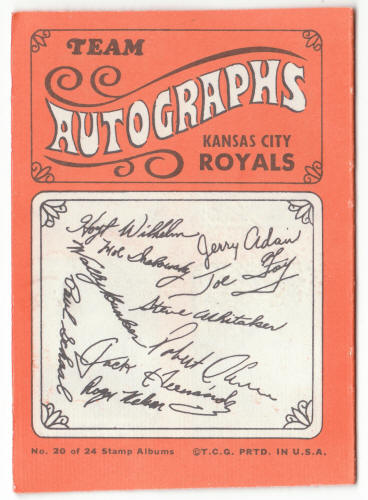 1969 Topps Stamp Album #20 Kansas City Royals back