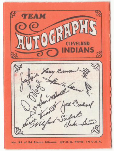 1969 Topps Stamp Album #21 Cleveland Indians back cover