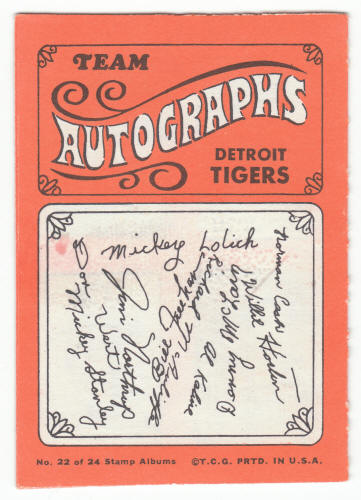 1969 Topps Stamp Album #22 Detroit Tigers VG/Ex back