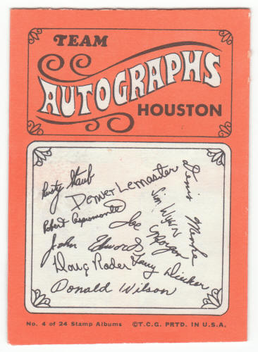 1969 Topps Stamp Album #4 Houston Astros back