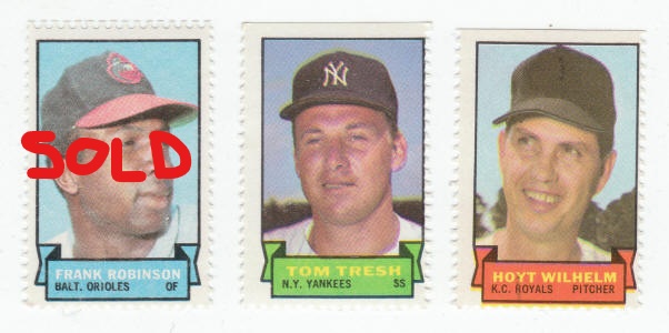 1969 Topps Baseball Stamps Frank Robinson Tom Tresh Hoyt Wilhelm