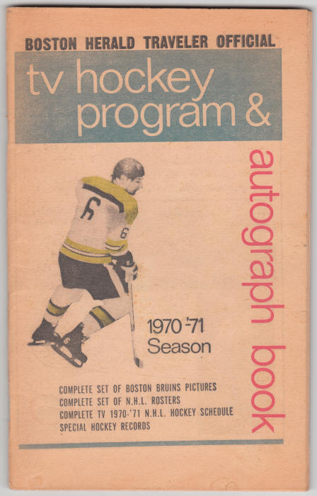 Boston Herald Traveler 1970-71 Boston Bruins Hockey Guide front cover
