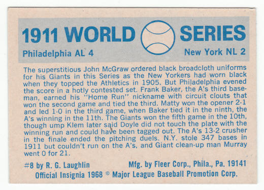 1970 Fleer 1911 World Series Card #8 John McGraw