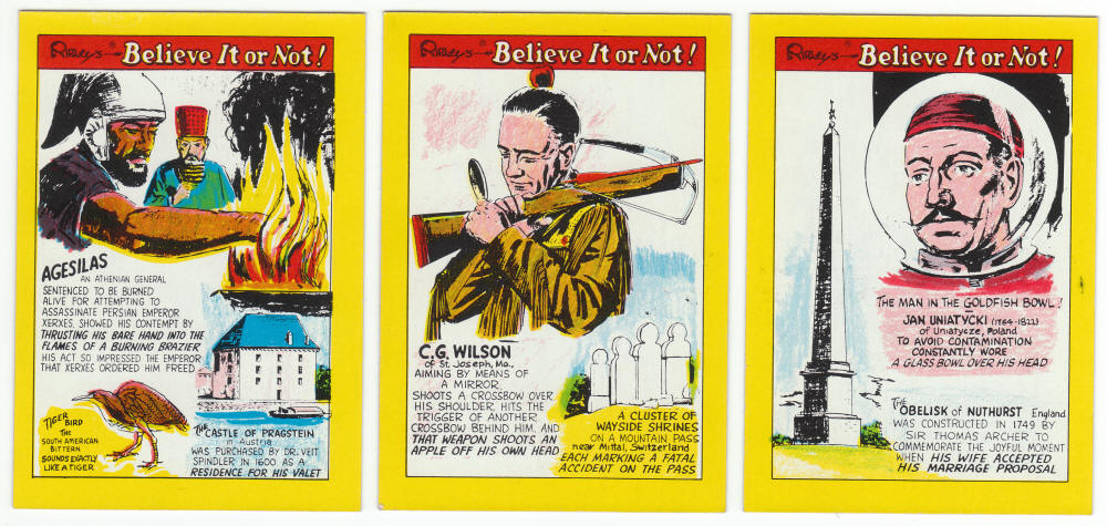 1970 Fleer Ripleys Believe It Or Not Trading Cards