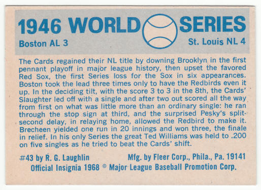 1970 Fleer 1946 World Series Baseball Card #43